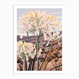 Agapanthus 3 Flower Painting Art Print