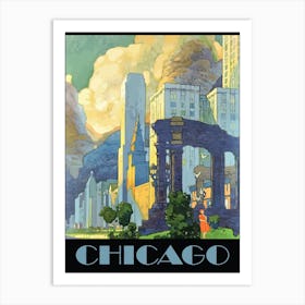 Chicago In Art Deco Style Art Print