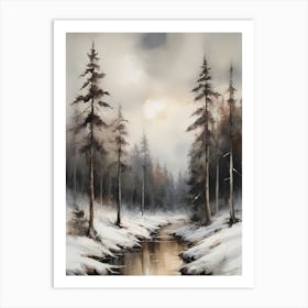 Winter Pine Forest Christmas Painting (15) Art Print