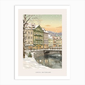 Vintage Winter Poster Zurich Switzerland 6 Art Print