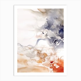 Watercolour Abstract White And Orange 4 Art Print