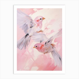 Pink Ethereal Bird Painting House Sparrow 1 Art Print