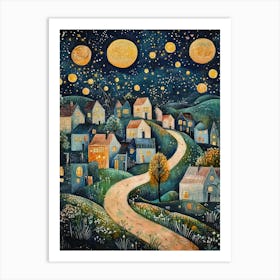 Gustav Klimt Print Night Town Klimt Poster Klimt Exhibition Poster Painting Flower Garden Stars Full Art Print