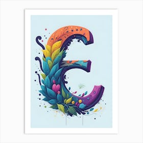 Colorful Letter E Illustration 51 Art Print