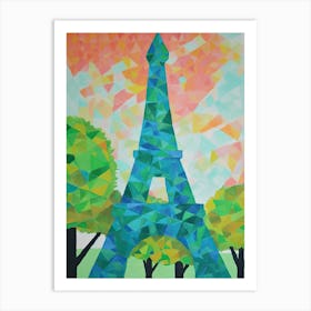 Eiffel Tower Paris France David Hockney Style 3 Art Print