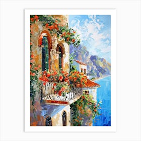 Balcony View Painting In Amalfi 3 Art Print