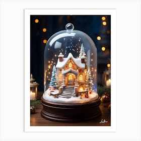 Christmas Village Under A Glass Dome Art Print