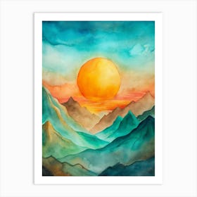 A Dynamic Contrast Of Teal And Orange With A Gian Art Print