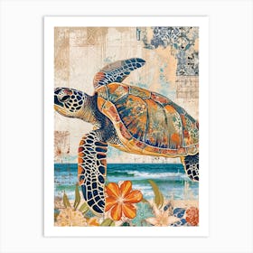 Wallpaper Style Sea Turtle 2 Art Print