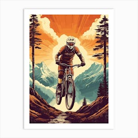 Retro Mtb Downhill Art Print