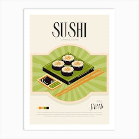 Retro Sushi Art Print