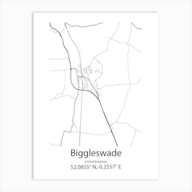 Biggleswade,United Kingdom Minimalist Map Art Print