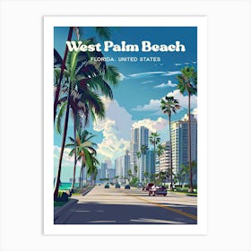 West Palm Beach Florida Summer Travel Illustration Art Print