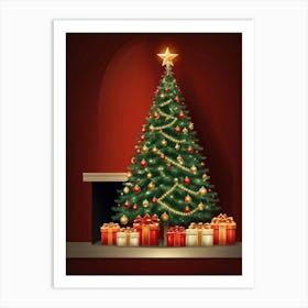 Christmas Tree Illuminated Season Home Background Holiday Merry Magic Fire Celebration Hou (37) Art Print