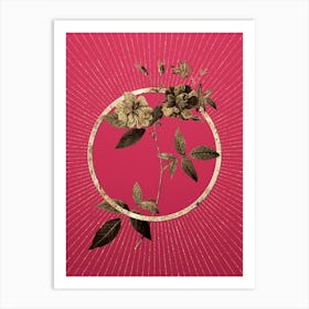 Gold Hudson Rosehip Glitter Ring Botanical Art on Viva Magenta n.0330 Art Print