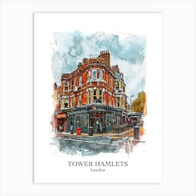 Tower Hamlets London Borough   Street Watercolour 2 Poster Art Print