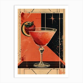 Art Deco Strawberry Daiquiri 1 Art Print