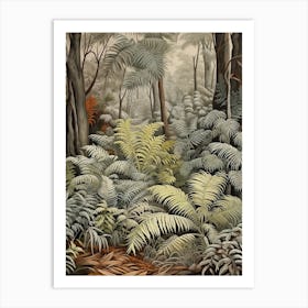 Vintage Jungle Botanical Illustration Ferns 2 Art Print