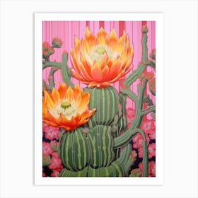 Mexican Style Cactus Illustration Gymnocalycium Cactus 4 Art Print