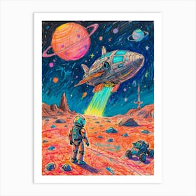 Spaceship On Mars Art Print