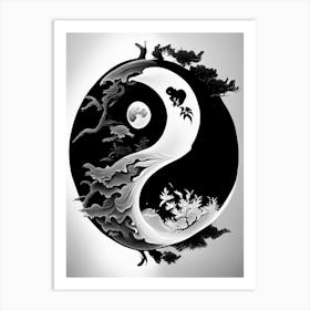 Black And White Yin and Yang 1, Illustration Art Print