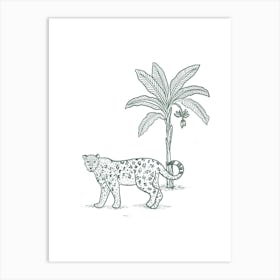 Leopard And Banana tree Art Print