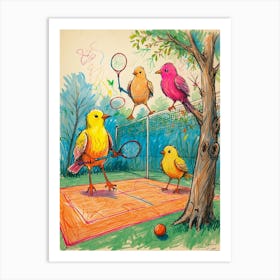 Tennis Birds Art Print