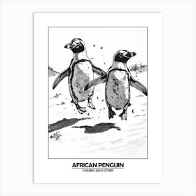 Penguin Chasing Each Other Poster Art Print