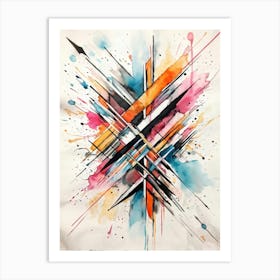 Abstract Design Hand Drawn Arrows And Markings Swirling Pattern Overlapping Lines Varying Line T Art Print