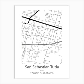 San Sebastian Tutla,Mexico Minimalist Map Affiche