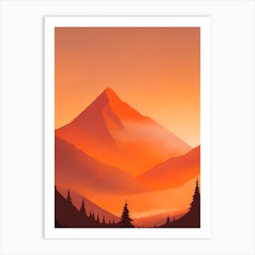 Misty Mountains Vertical Composition In Orange Tone 365 Art Print