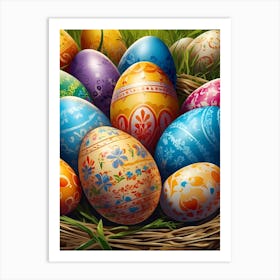 Easter Eggs In A Basket 2 Art Print