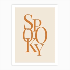 Modern Spooky Typography - Orange & White Art Print