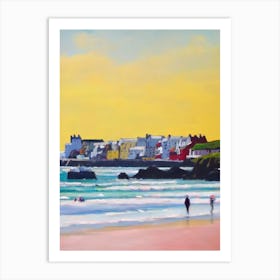 Tenby South Beach, Pembrokeshire, Wales Bright Abstract Art Print