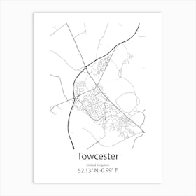 Towcester,United Kingdom Minimalist Map Poster