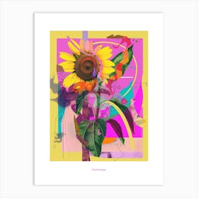 Sunflower 3 Neon Flower Collage Poster Art Print