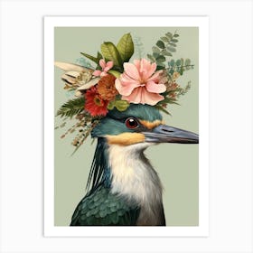 Bird With A Flower Crown Green Heron 2 Art Print