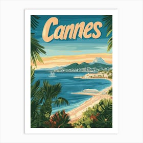 Aihrgdesign A Retro Travel Poster For Cannes Featuring The Sc 64b91f0b 8a9d 443a B17f 8bf308e695a6 3 Art Print