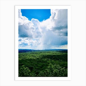 Cumulus Clouds Dominating A Spring Landscape Sunlight Peeks Through The Overcast Sky Casting A Mos (7) Art Print