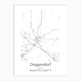 Deggendorf,Germany Minimalist Map Art Print