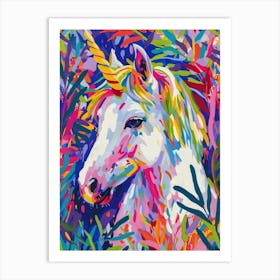 Floral Unicorn In The Meadow Floral Fauvism Inspired 4 Art Print