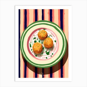 A Plate Of Arancini Top View Food Illustration 1 Art Print