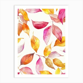 Watercolor Autumn Leaves Seamless Pattern 3 Art Print