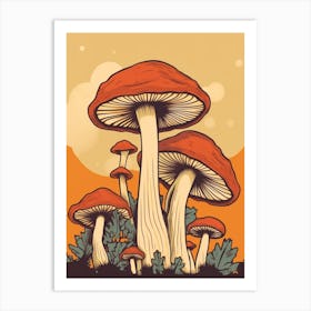 Retro Mushrooms 1 Art Print