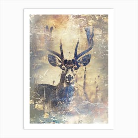 Poster Deer Stag Ink Illustration Art 03 Art Print