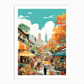 Bangkok In Autumn Fall Travel Art 1 Art Print