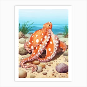 Coconut Octopus Illustration 13 Art Print