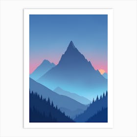 Misty Mountains Vertical Composition In Blue Tone 92 Art Print