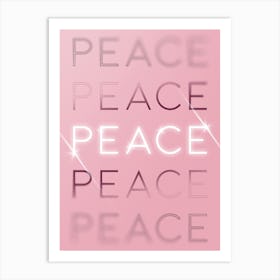 Motivational Words Peace Quintet in Pink Art Print