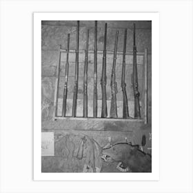 Rack Of Guns In Navajo Lodge, Datil, New Mexico By Russell Lee Art Print